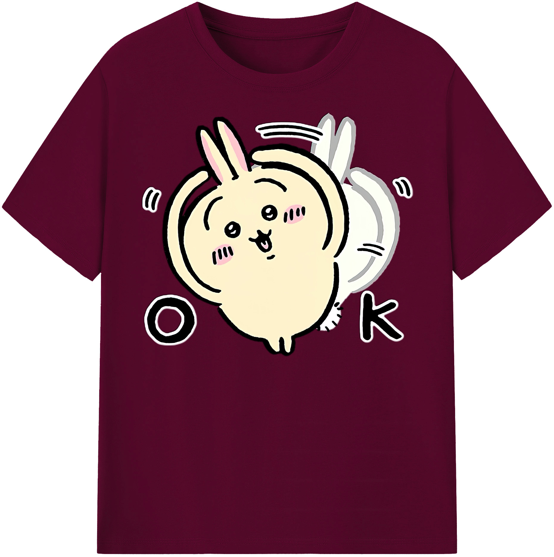 （画像用） ちいかわ うさぎ Chii-kawa usagi レディースカジュアルプリントTシャツ（綿100％）